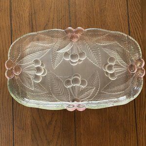 🛑SOLD🛑Mikasa Bountiful Cherries Satin Frosted Heavy Glass Serving Dish